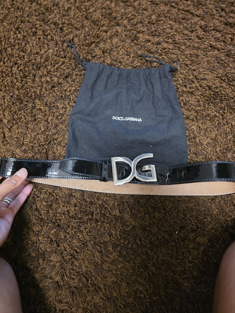 Dolce & Gabbana Black Patent DG Logo Belt